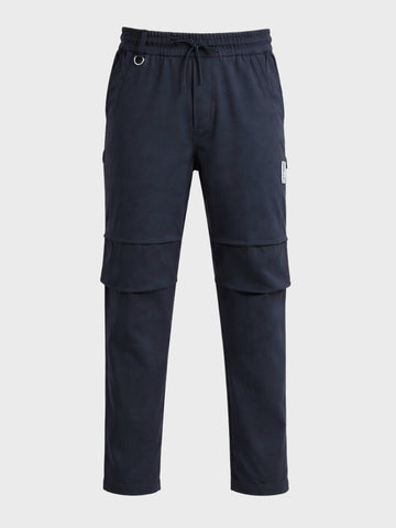 Men's Blue Relaxed Fit Solid Utility Joggers