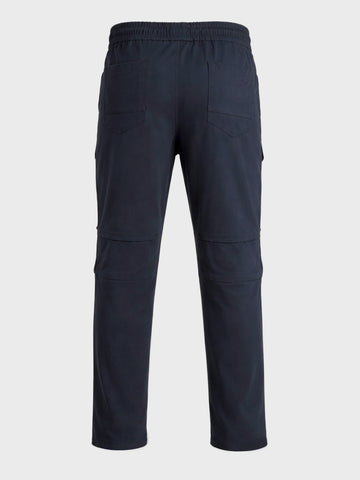 Men's Blue Relaxed Fit Solid Utility Joggers
