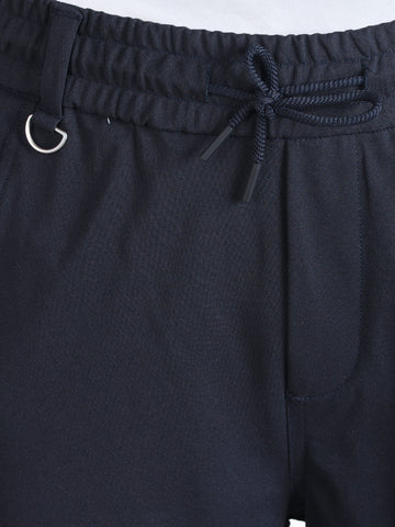Men's Blue Relaxed Fit Solid Utility Joggers