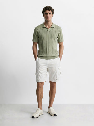 Men's White Relaxed Fit Solid Utility Shorts