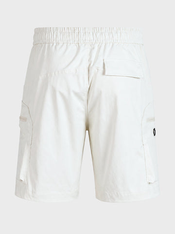 Men's White Relaxed Fit Solid Utility Shorts