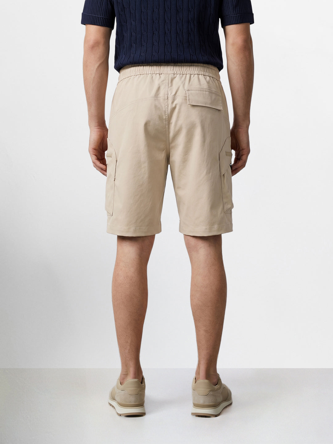 Men's Beige Relaxed Fit Solid Utility Shorts