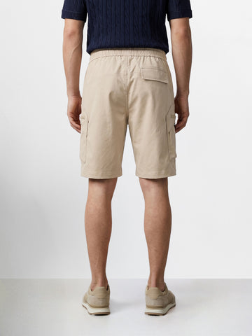 Men's Beige Relaxed Fit Solid Utility Shorts