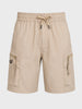 Men's Beige Relaxed Fit Solid Utility Shorts