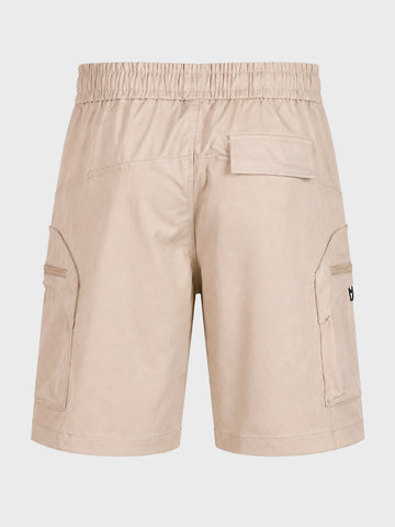 Men's Beige Relaxed Fit Solid Utility Shorts