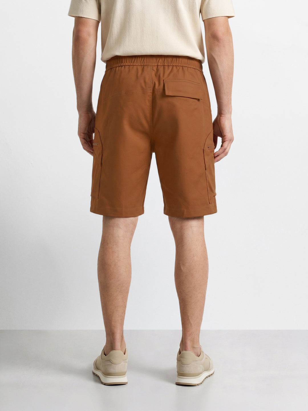 Men's Brown Relaxed Fit Solid Utility Shorts