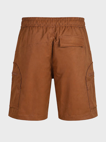 Men's Brown Relaxed Fit Solid Utility Shorts
