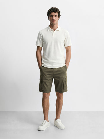 Men's Green Relaxed Fit Solid Utility Shorts