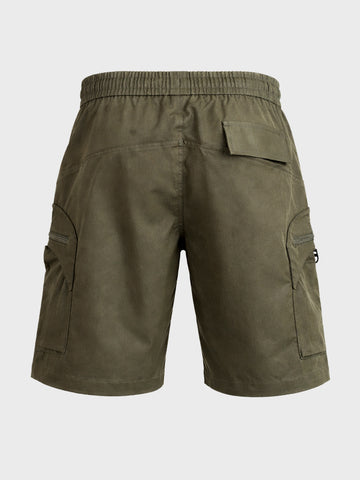 Men's Green Relaxed Fit Solid Utility Shorts