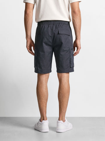 Men's Grey Relaxed Fit Solid Utility Shorts