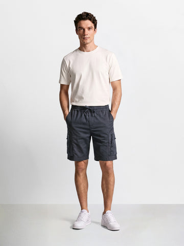Men's Grey Relaxed Fit Solid Utility Shorts
