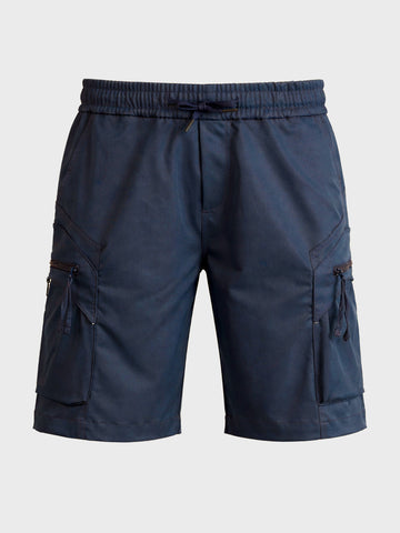 Men's Navy Blue Relaxed Fit Solid Utility Shorts