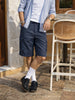 Men's Navy Blue Relaxed Fit Solid Utility Shorts