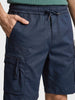 Men's Navy Blue Relaxed Fit Solid Utility Shorts