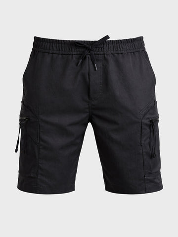 Men's Black Relaxed Fit Solid Utility Shorts