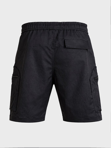 Men's Black Relaxed Fit Solid Utility Shorts