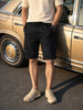 Men's Black Relaxed Fit Solid Utility Shorts