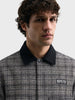 Men's Silver Relaxed Fit Checkered  Casual Jacket