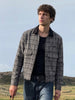 Men's Silver Relaxed Fit Checkered  Casual Jacket