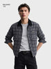 Men's Black Relaxed Fit Checkered  Casual Jacket