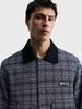 Men's Black Relaxed Fit Checkered  Casual Jacket