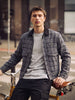 Men's Black Relaxed Fit Checkered  Casual Jacket