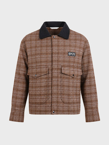 Men's Brown Relaxed Fit Checkered  Casual Jacket