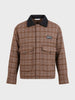 Men's Brown Relaxed Fit Checkered  Casual Jacket