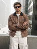 Men's Brown Relaxed Fit Checkered  Casual Jacket