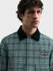 Men's Green Relaxed Fit Checkered  Casual Jacket