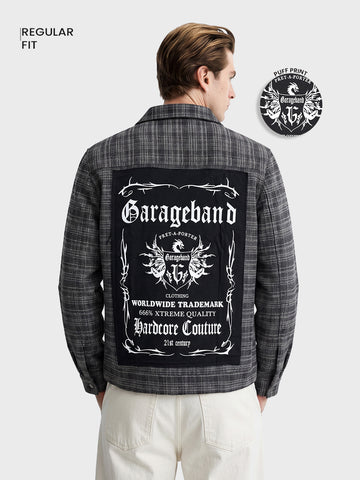 Men's Grey Regular Fit Graphic Printed Retro Wear Jacket