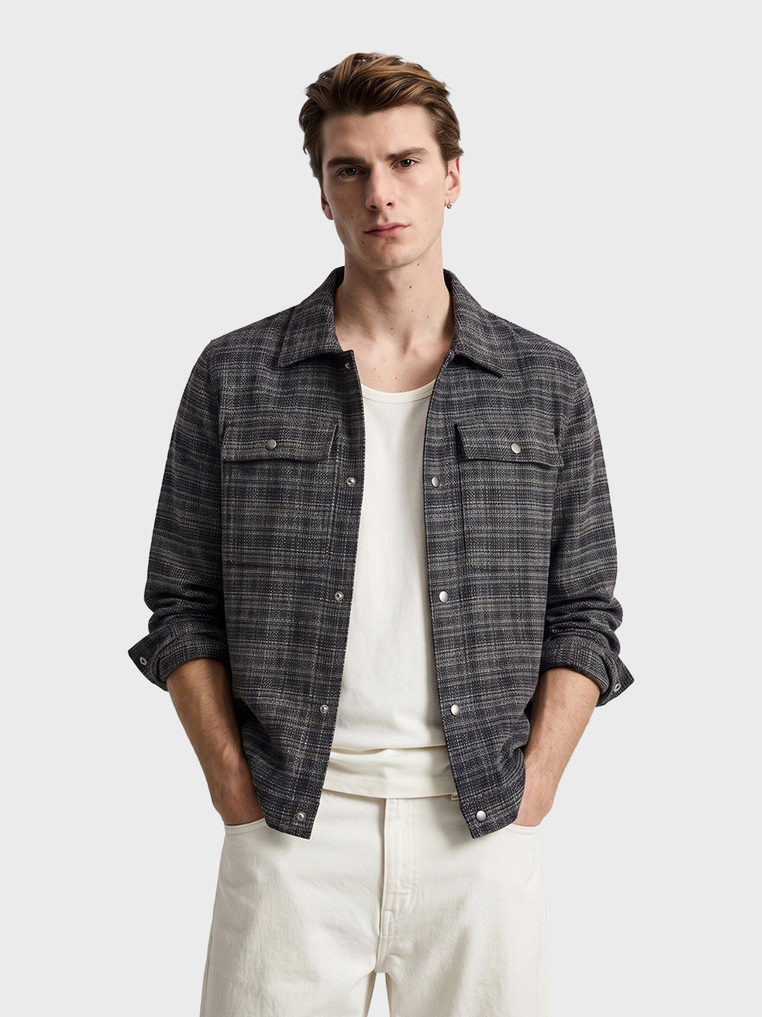 Men's Grey Regular Fit Graphic Printed Retro Wear Jacket