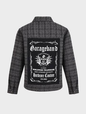 Men's Grey Regular Fit Graphic Printed Retro Wear Jacket