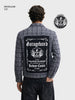 Men's Black Regular Fit Graphic Printed Retro Wear Jacket