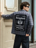Men's Black Regular Fit Graphic Printed Retro Wear Jacket