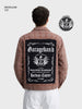 Men's Brown Regular Fit Graphic Printed Retro Wear Jacket