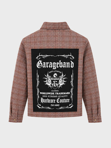 Men's Brown Regular Fit Graphic Printed Retro Wear Jacket