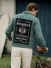 Men's Green Regular Fit Graphic Printed Retro Wear Jacket