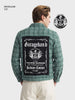 Men's Green Regular Fit Graphic Printed Retro Wear Jacket