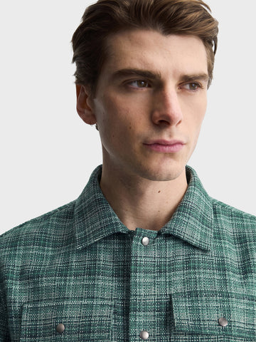Men's Green Regular Fit Graphic Printed Retro Wear Jacket