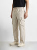 Men's Beige Loose Fit Solid Utility Cargo