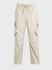 Men's Beige Loose Fit Solid Utility Cargo