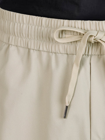 Men's Beige Loose Fit Solid Utility Cargo