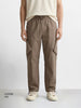Men's Brown Loose Fit Solid Utility Cargo