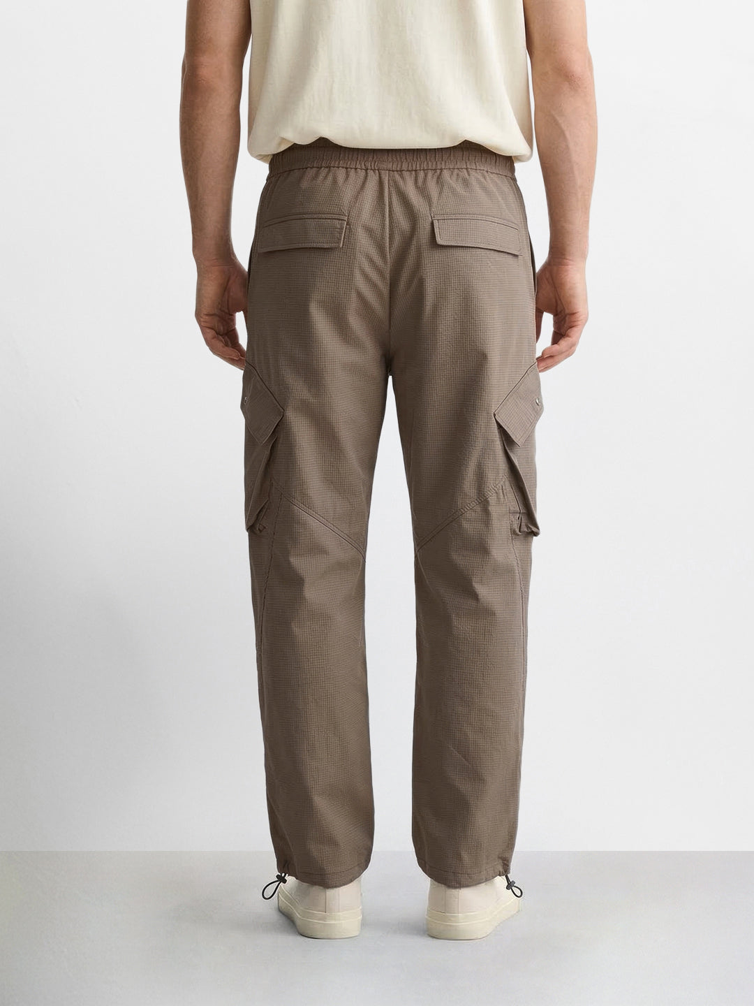 Men's Brown Loose Fit Solid Utility Cargo