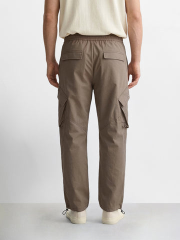 Men's Brown Loose Fit Solid Utility Cargo