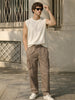 Men's Brown Loose Fit Solid Utility Cargo
