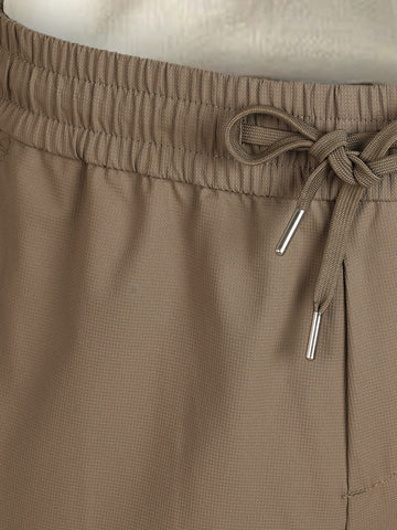 Men's Brown Loose Fit Solid Utility Cargo