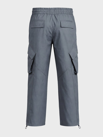 Men's Grey Loose Fit Solid Utility Cargo