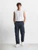 Men's Navy Blue Loose Fit Solid Utility Cargo
